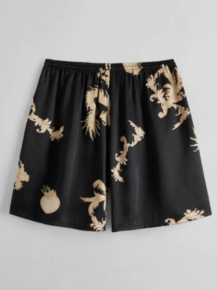 Bonga Boys Men's Dragon Print Satin Lounge Shorts